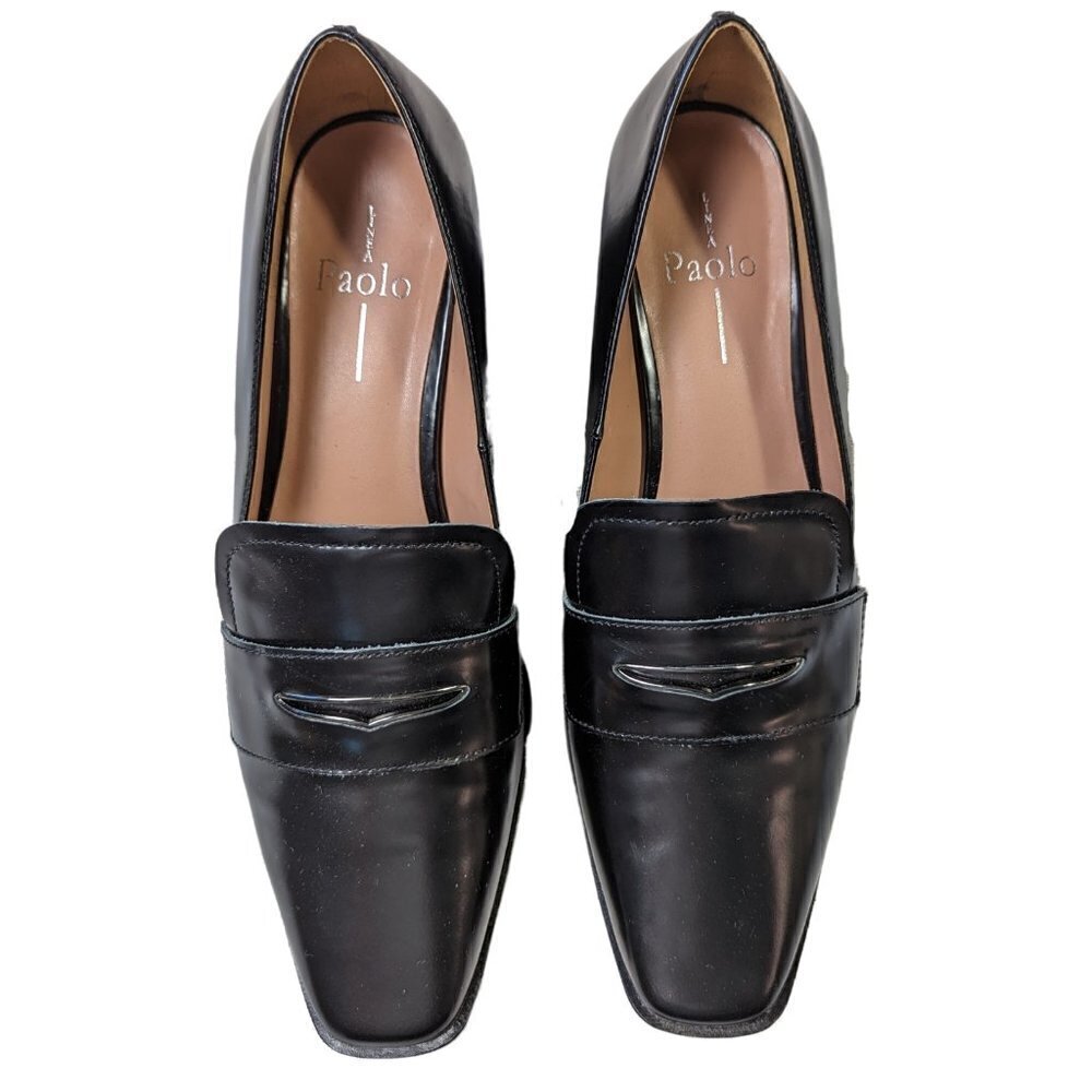 Linea Paolo Miramar Black Leather Penny Loafers - New without Box - Picture 3 of 6